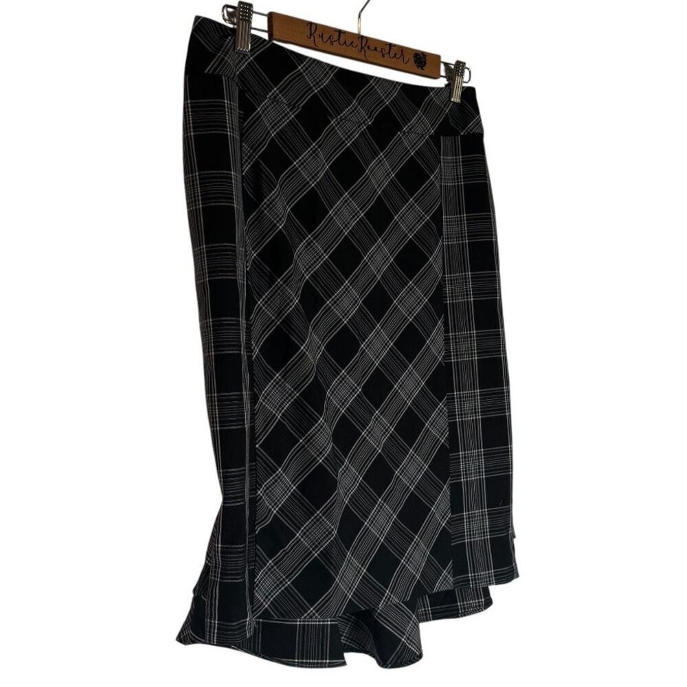 Express Design Studio Noir Plaid Midi Skirt Sz 6 Punk Vintage Y2k gothcore